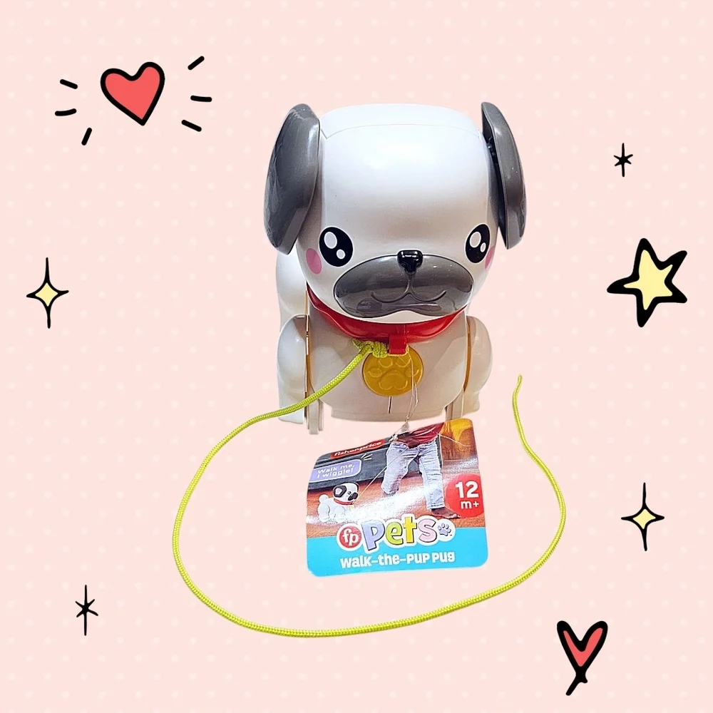 Fisher-Price FP Pets Walk-the-Pup Pug, a Pull-Along Toy 12M+ NWT